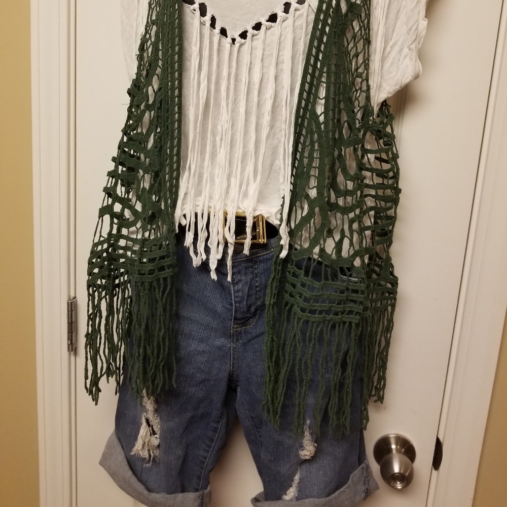 Green crochet vest